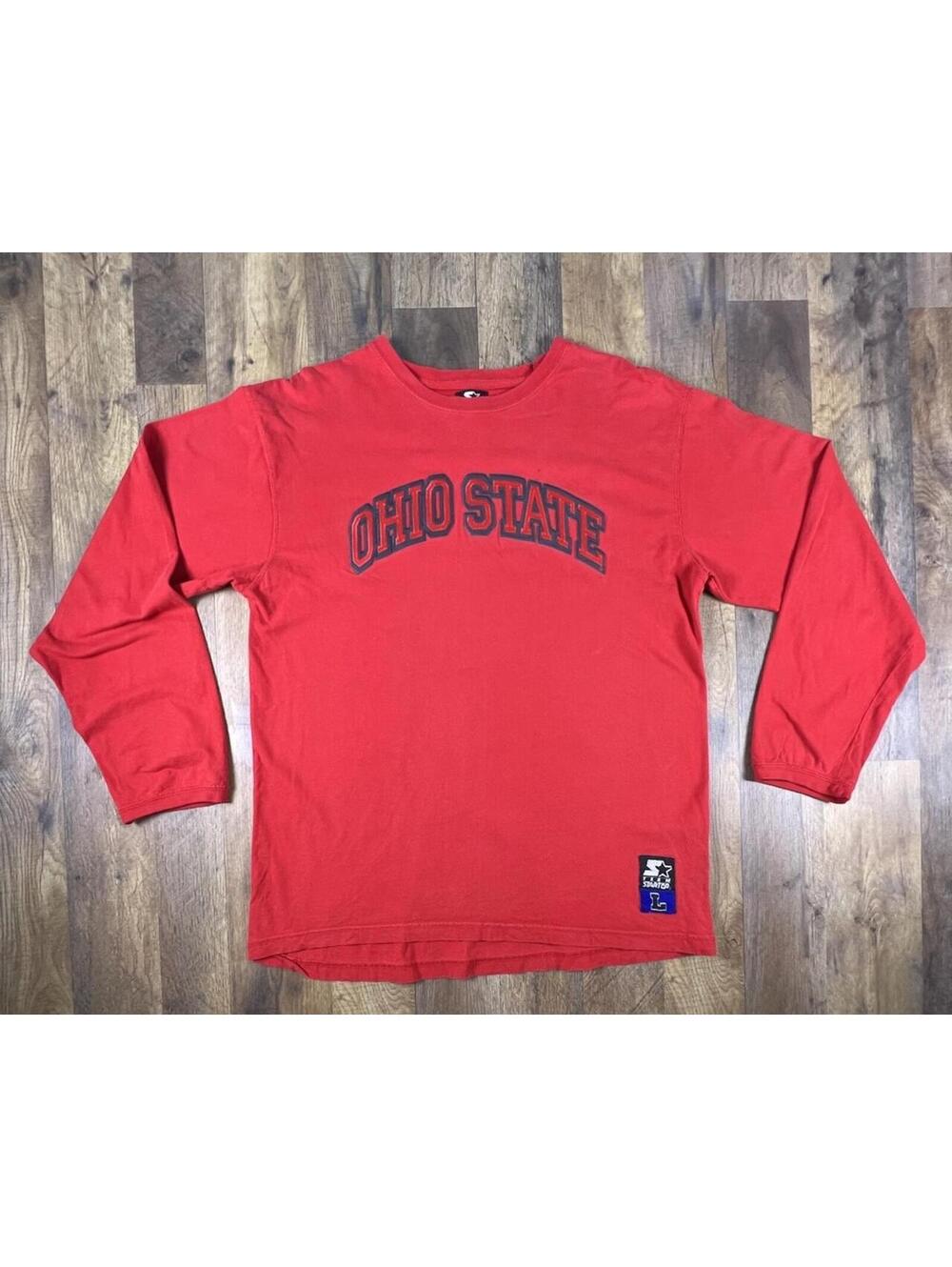Vintage 90s Ohio State Buckeyes Starter Team Long Sleeve Large Stitch Patch Logo